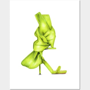 Green Women's Open Toe Heels Posters and Art